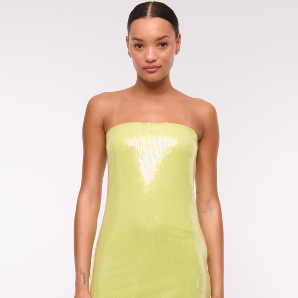 Abercrombie & Fitch Green Strapless Sheath Dress